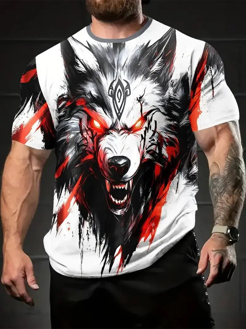 Summer Wolf Animal 3D Print T-Shirts Men Women Hip-hop Short Sleeve T Shirt Casual Oversized Harajuku Y2K Tops Tees Men Clothing