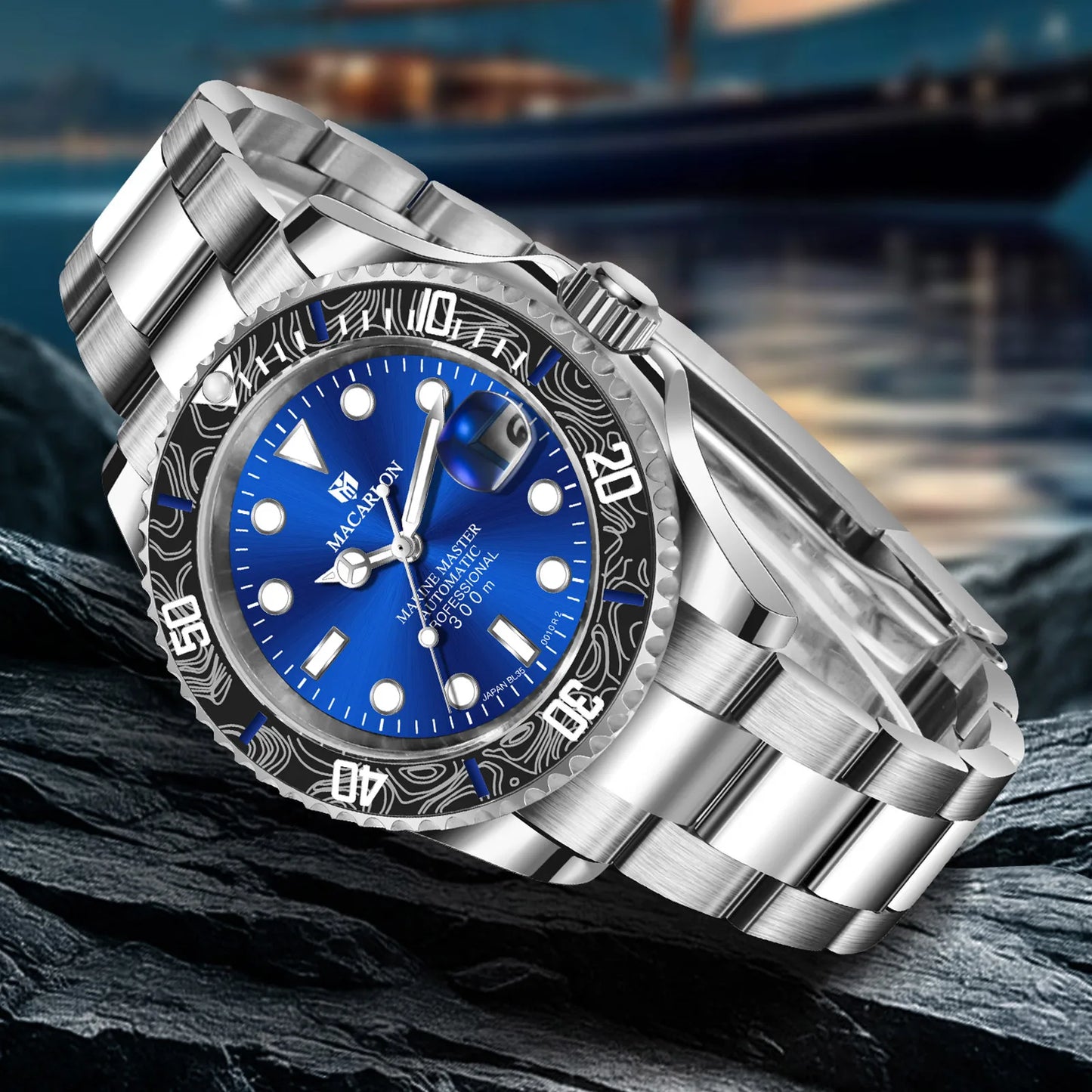2026 MACARLON Design New Yacht series Mechanical Watch Men Carbon fiber ring mouth sapphire Stainless steel Waterproof Watch TOP
