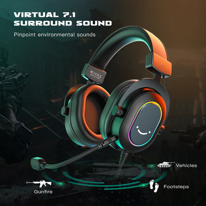 Cuffie gaming RGB FIFINE con microfono – cuffie cablate over-ear con suono surround 7.1 per PC, PS4 e PS5, con 3 modalità EQ