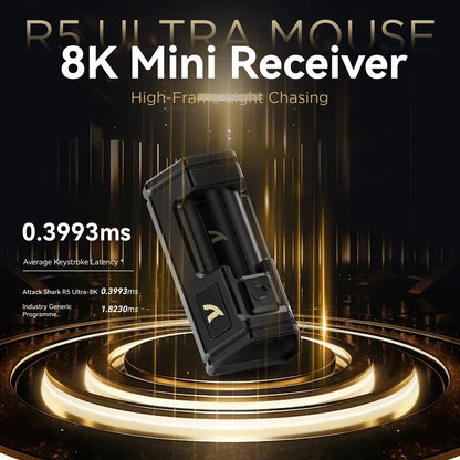 ATTACK SHARK R5 ULTRA Wireless Gaming Mouse - 8K Polling, PAW3950MAX Sensor, 42,000 DPI, Carbon Fiber Ultra-Light for Pro Esport