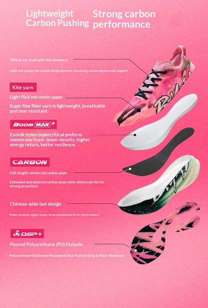 Chaussures de course à pied BMAI 42 km Marathon pour homme et femme – Baskets de luxe à semelle en carbone pour femme – Baskets amortissantes – Chaussures de sport respirantes pour homme