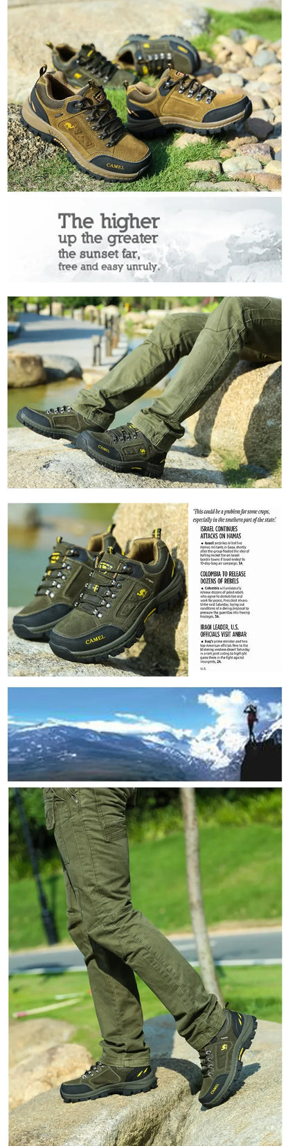 Suede Leather Men Hiking Shoes Outdoor Trail Trekking Sneakers Men Non-slip Breathable Climbing Shoes Men Mountain Sports Shoes