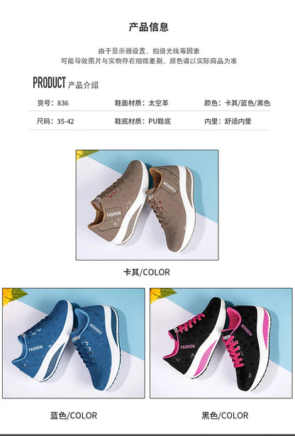 Scarpe casual da donna per l'outdoor con suola spessa e tacco oscillante, scarpe sportive alla moda con plateau, taglia 42, suola piatta, per camminata e corsa