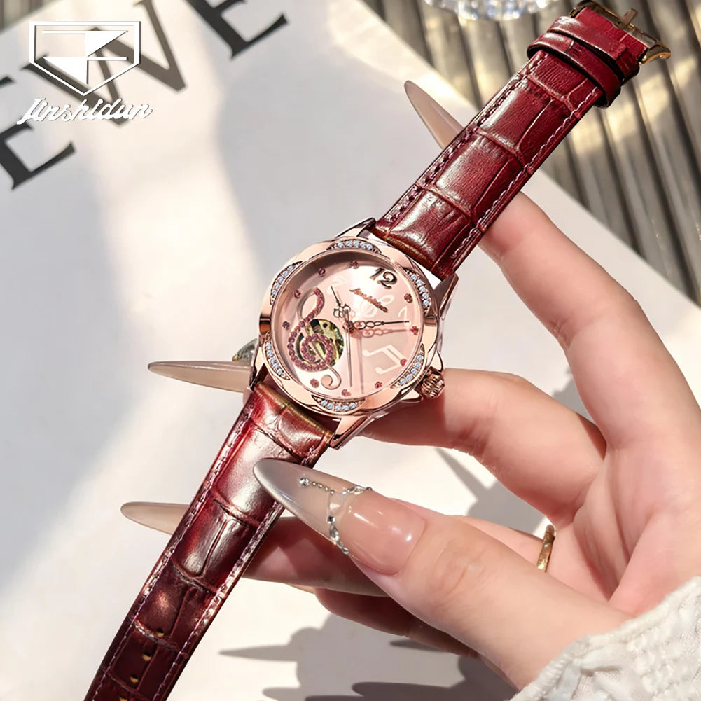 JSDUN 8820 Women Watches Mechanical Watch Luxury Elegant Original Watch Ceramics Strap Waterproof Luminous Ladies Watch Gift Box