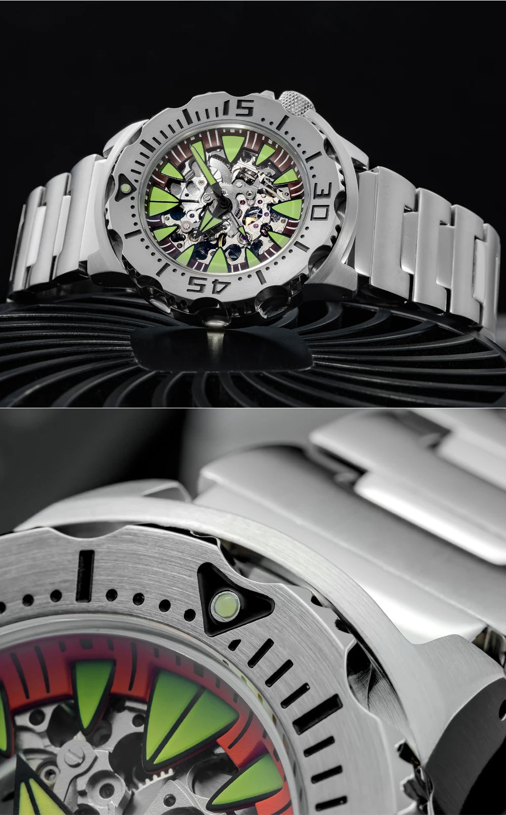 ADDIESDIVE  Luxury Automatic Watches for Men Sapphire 8N24 Stainless Steel Skeleton Luminous 20Bar Waterproof Gift Box Watch