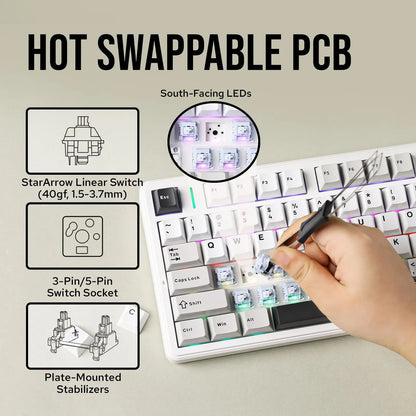 Aula F99 PRO 96% Mechanical Gaming Keyboard BT5.0/USB-C/2.4G Wireless Hot Swappable Gasket Custom Keyboard With 8000mAH Battery