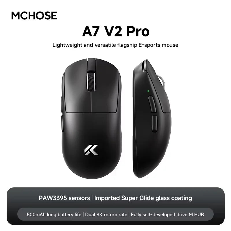MCHOSE A7 V2 Ultra Wireless Gaming Mouse Pixart3950Ti Flagship Sensor Super 20000FPS for Accurate Tracking Support Web Driver