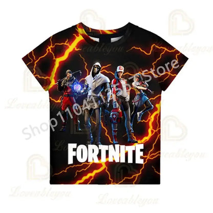 Children 100-160cm Hot Sale F-Fortnited Summer Boy T-shirt for Toddler Baby Funny Game T Shirts Fashion Girls Boys Birthday Gift