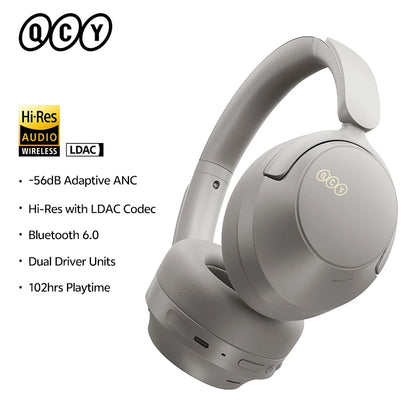 Cuffie Bluetooth 6.0 Over-Ear QCY H3S con ANC adattivo -56dB – Headset wireless Hi-Res LDAC, batteria 102H, audio spaziale Dual Driver