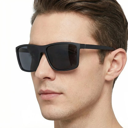Lunettes de soleil polarisées classiques noires carrées pour homme, tendance, verres miroirs bleus, unisexes, vintage, anti-éblouissantes, pour la conduite, UV400