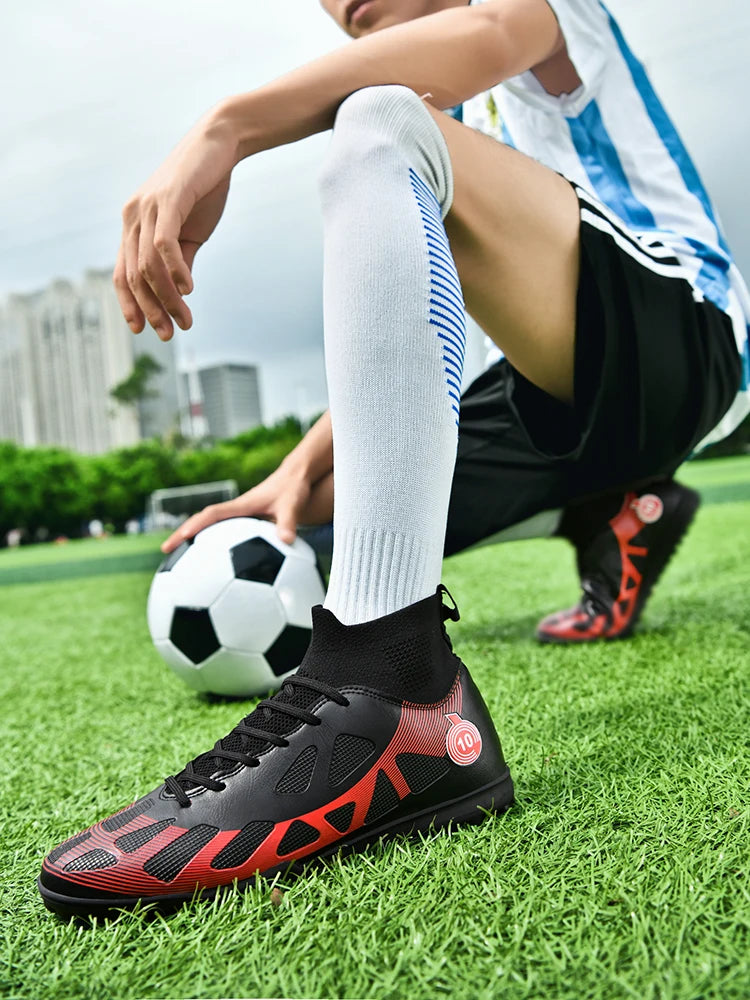 Professional Sports Football Shoes TF Broken Nail Teenagers Durable Wear Resisting Training Shoes Adult High-Tops Soccer Shoes