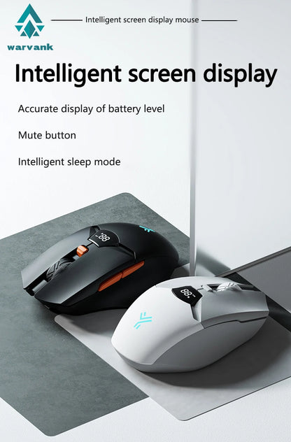 Warvank SX01 Wireless Gaming Mouse Smart Screen Display 6-speed DPI Adjustment 600mAh Rechargeable Silent Office Bluetooth Mouse