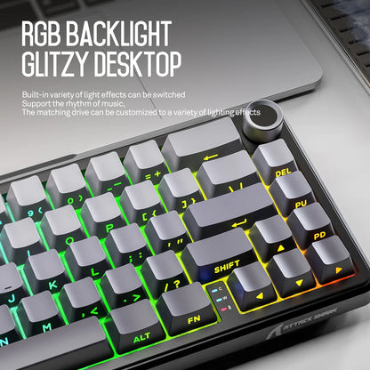 Attack Shark X66 Tastiera meccanica wireless 65% layout compatto, retroilluminazione RGB, gasket mount, hot swap, Bluetooth, USB-C, PBT, batteria ad alta capacità