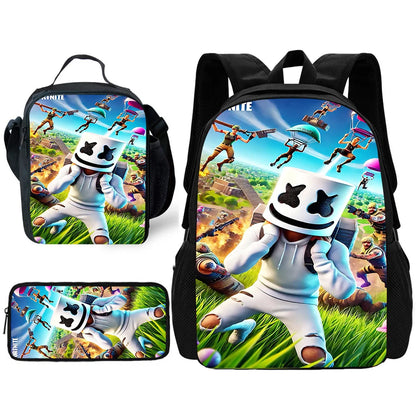 Child School Backpack with Lunch Bags, Pencil Bags, Hot Game Design-F-FortniteS School Bags for Boys Girls Best Gift
