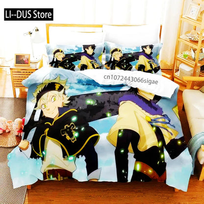 Black Clover Bedding Set Single Double Full Queen King Size Anime Duvet Cover Set For Adults Boys 2024 Quilt Cover Pillowcase