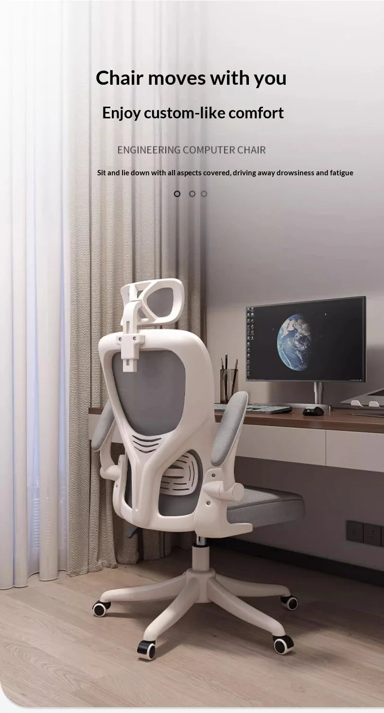 Ergonomic Office Chair Adjustable Lumbar Support Mesh High Back Swivel Computer Gaming Chair Reclining Armrest White Black