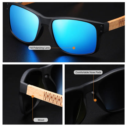 XSW Brand Design Bukové dřevo Ručně vyráběné sluneční brýle Pánské polarizované brýle Outdoorové sluneční brýle pro řízení Zesílený pant 5527