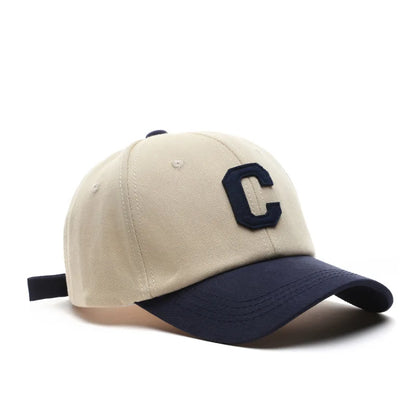 Vintage-Baseballkappe mit gesticktem „C“ | Zweifarbiges Design, verstellbarer Riemen, Unisex für Männer und Frauen