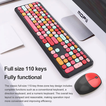 MOFii 1 Set 668 Wireless Keyboard and Mouse Combo, Gradient Keycaps Full Size Keyboard for Girls, 2.4G Plug and Play, US QWERTY