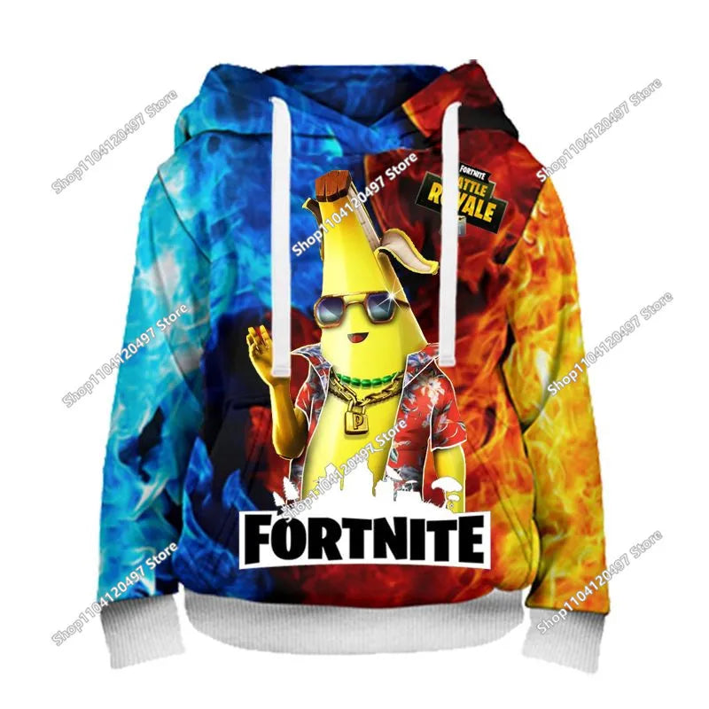 2025 Neuer Fortnite-Hoodie mit 3D-Print für Herren, Harajuku, langärmeliges Oversized-Sweatshirt, Unisex-Cosplay-Kleidung