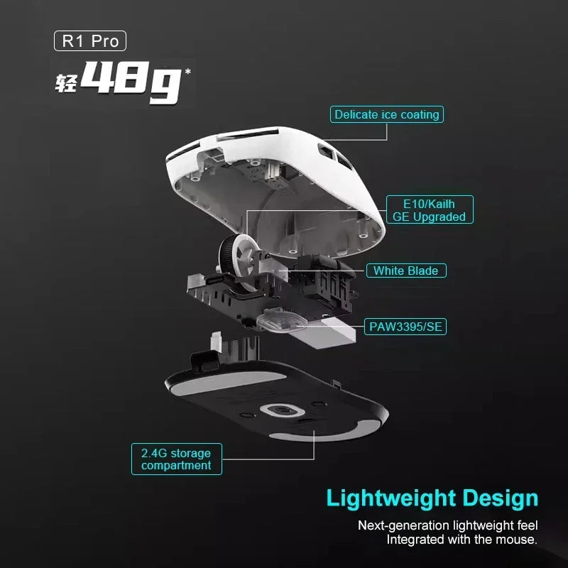 VXE Dragonfly R1 Pro MAX 2.4G Wireless Gaming Mouse PAW3395 26000DPI 3-mode Connection with Low Latency Wired Gaming Mouse