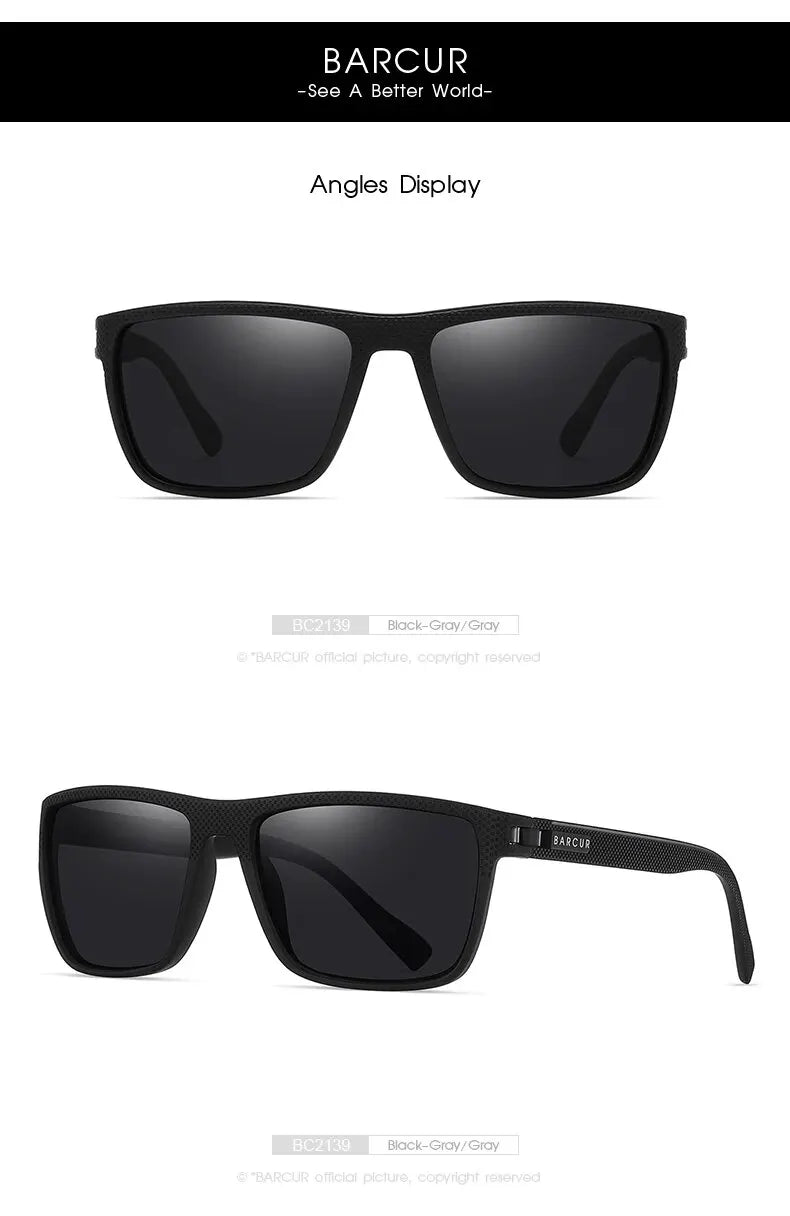 BARCUR Design TR90 Sluneční brýle pro muže Polarizované Lehké sportovní sluneční brýle Dámské brýle Doplněk k brýlím Oculos Ochrana proti UVAB záření