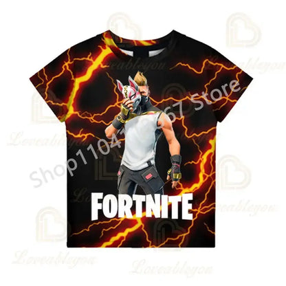 Children 100-160cm Hot Sale F-Fortnited Summer Boy T-shirt for Toddler Baby Funny Game T Shirts Fashion Girls Boys Birthday Gift