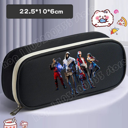Fortnite Pencil Case Cartoon Character Print Pencil Pouch Canvas Stationery Bag Fashion Student Stationery Box Birthday Gifts