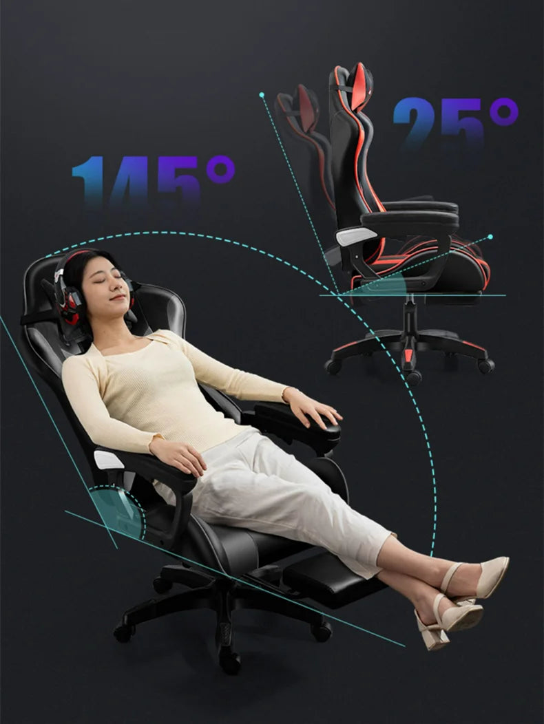 Ergonomic Gaming Chair for Home Office, Comfortable Esports Gamer Chair with Adjustable Armrests, Swivel Computer Desk Chair with Wheels