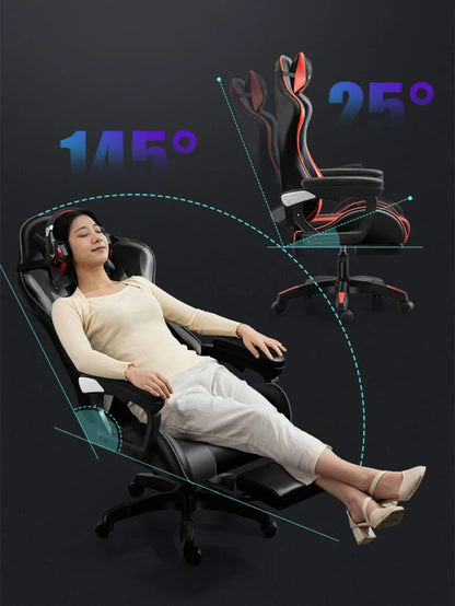 Ergonomic Gaming Chair for Home Office, Comfortable Esports Gamer Chair with Adjustable Armrests, Swivel Computer Desk Chair with Wheels