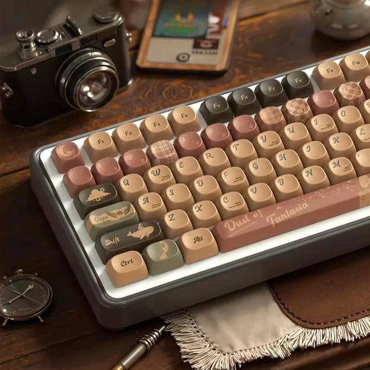 Coffee, Fantasy Dust MOA Keycap PBT 112 Key, Customized for 60/84/98/108MX Switch Mechanical Keyboard