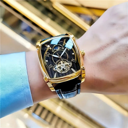 [Orologio meccanico di lusso con tourbillon] Orologio meccanico di lusso con tourbillon leggero da uomo – Modello di alta gamma completamente automatico, con design «scheletrato» di tendenza, ideale per un look professionale o