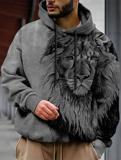 Men's Unisex Hoodie Fashion Pullover Hoodie Sweatshirt Hooded Animal Wolf Lion Dragon Tiger Print Daily 3D Print Casual Hoodies