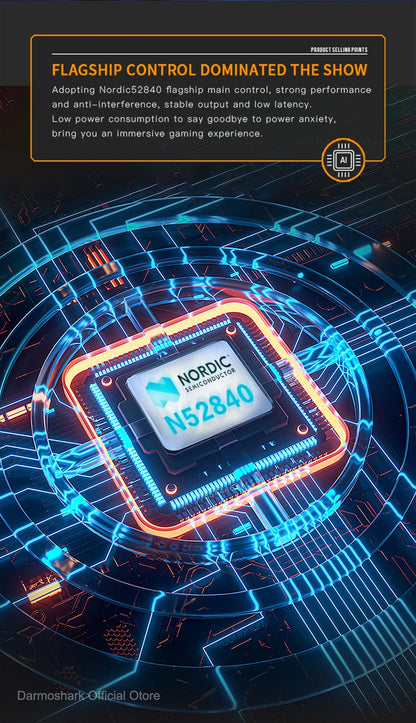 Darmoshark M3Pro gamingmus 2.4G BT trådlös tri-mode PAW3395-sensor N52840 26000DPI för stora händer makrodrivrutin mus för gaming