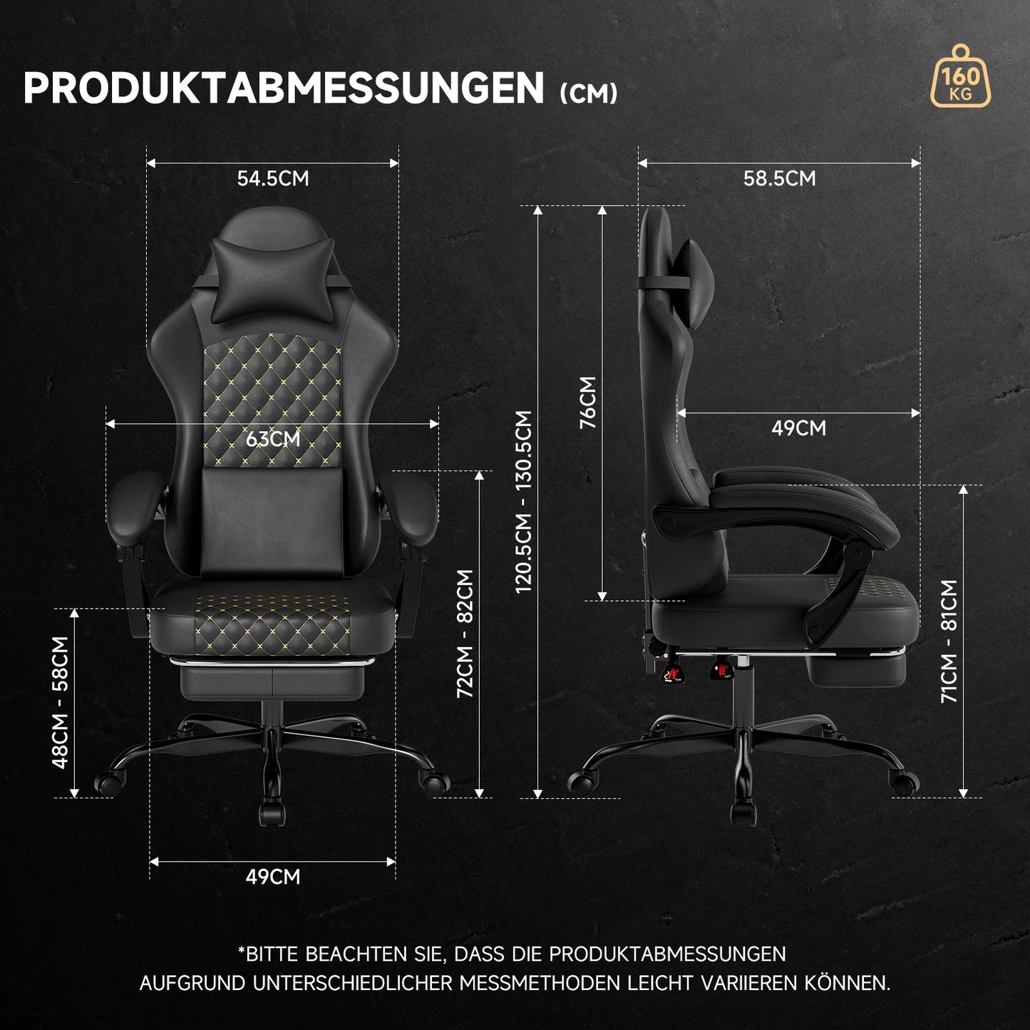 PINGGO Ergonomic Gaming Chair with Footrest Massage, PVC Leather PC Gaming Chair, Adjustable Reclining Office Chair with Lumbar Support