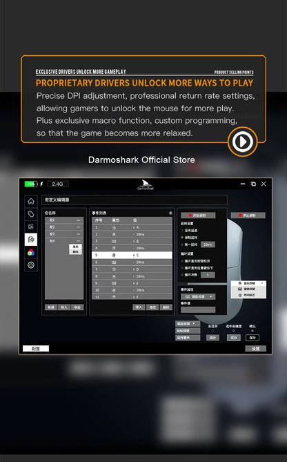 Darmoshark M3Pro gamingmus 2.4G BT trådlös tri-mode PAW3395-sensor N52840 26000DPI för stora händer makrodrivrutin mus för gaming