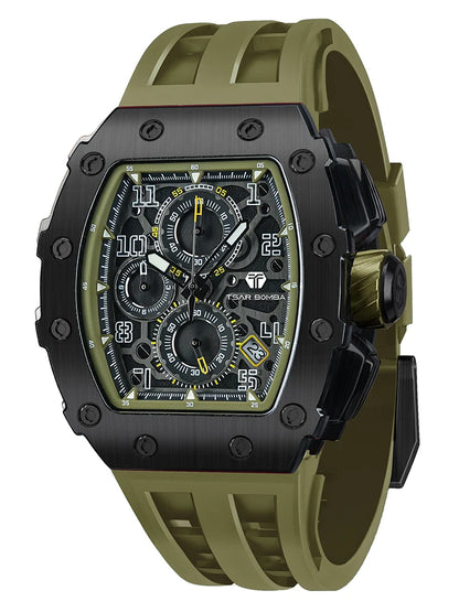 TSAR BOMBA Uhr für Herren, Luxusmarke, Tonneau-Design, wasserdichte Uhr, Edelstahl-Armbanduhr, modische rechteckige Herrenuhr