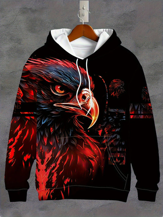 Sweatshirt com Capuz Masculina Cool Eagle Fashion 2025, Edição 3D Impressa, Tendência American Eagle, Sportswear Casual Unissexo para Homem e Criança