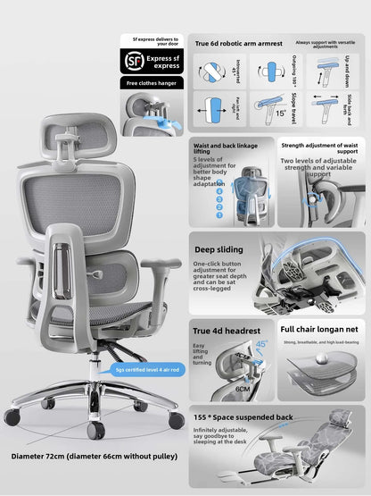 Ergonomic Office Chair with Lumbar Support, Adjustable Height Gaming Chair, Comfortable Computer Chair with Swivel Recliner Design for Home & Office