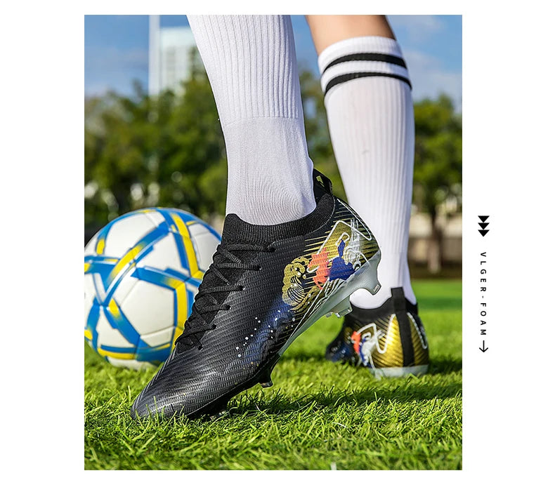 New Men Football Boots Cleats Non-Slip Match Ultralight Soccer FG Training Shoes Soccer Shoes Long Spikes Outdoor Drop Shipping