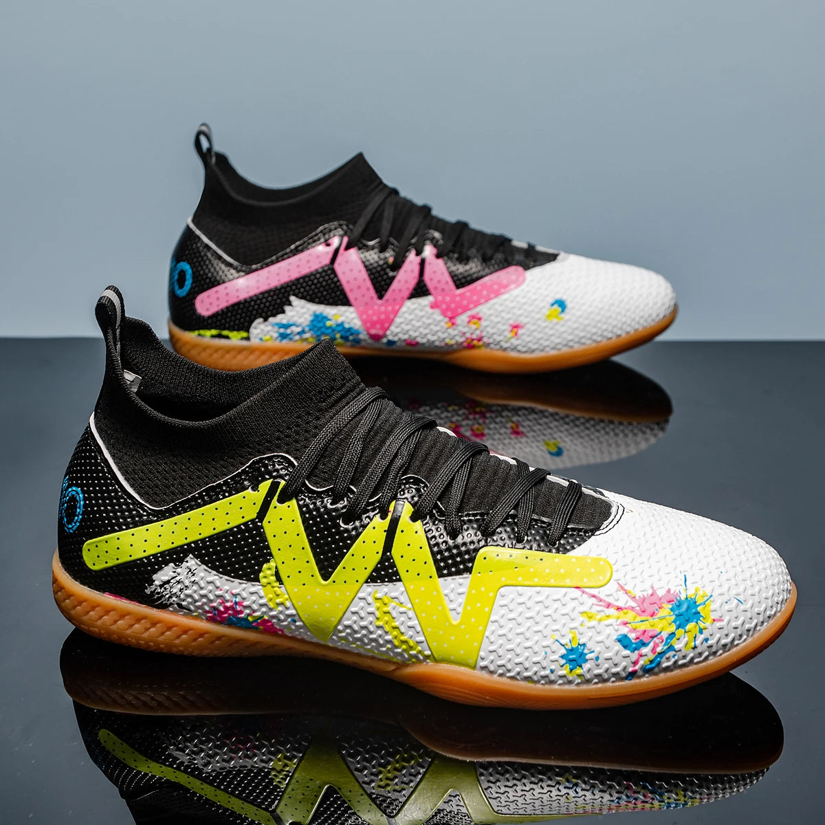 Chaussures de football de sport pour homme, à semelle plate, d'intérieur, montantes pour adultes, résistantes à l'usure, chaussures d'entraînement, pour adolescents, antidérapantes