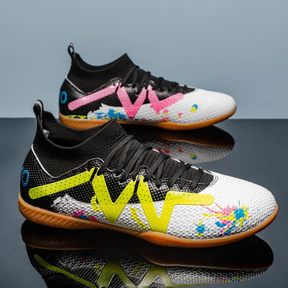 Chaussures de football de sport pour homme, à semelle plate, d'intérieur, montantes pour adultes, résistantes à l'usure, chaussures d'entraînement, pour adolescents, antidérapantes