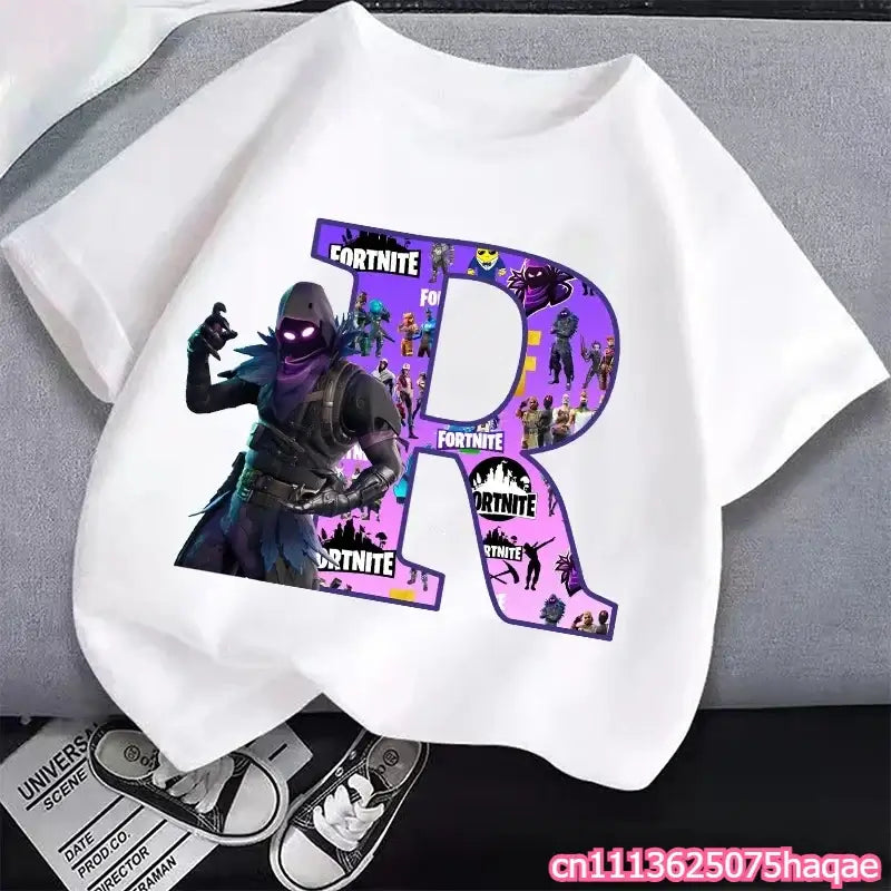 New Fortnites Kids T-shirts Cartoon Letter Graphic T-shirts Boys Girls Summer Casual Sports Short Sleeves Tops Children Clothing