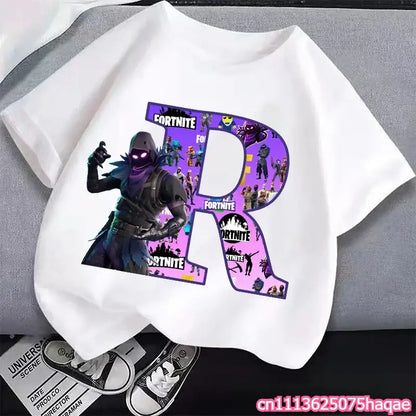 New Fortnites Kids T-shirts Cartoon Letter Graphic T-shirts Boys Girls Summer Casual Sports Short Sleeves Tops Children Clothing