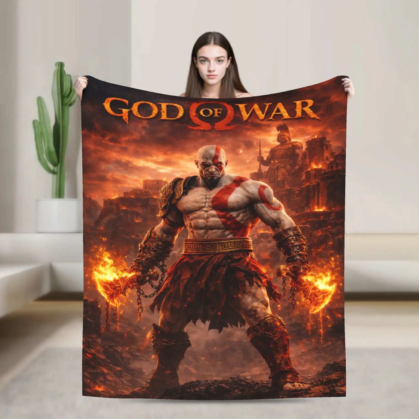 Super Soft Blanket Travel Office God of War Game Gamers Kratos Throw Blanket  Flannel Bedspread For Outdoor Sofa Bed Cover