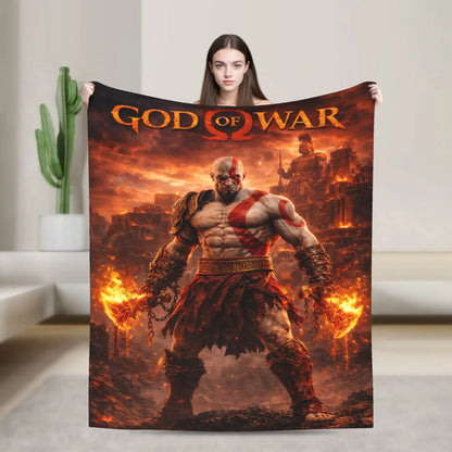 Super Soft Blanket Travel Office God of War Game Gamers Kratos Throw Blanket  Flannel Bedspread For Outdoor Sofa Bed Cover