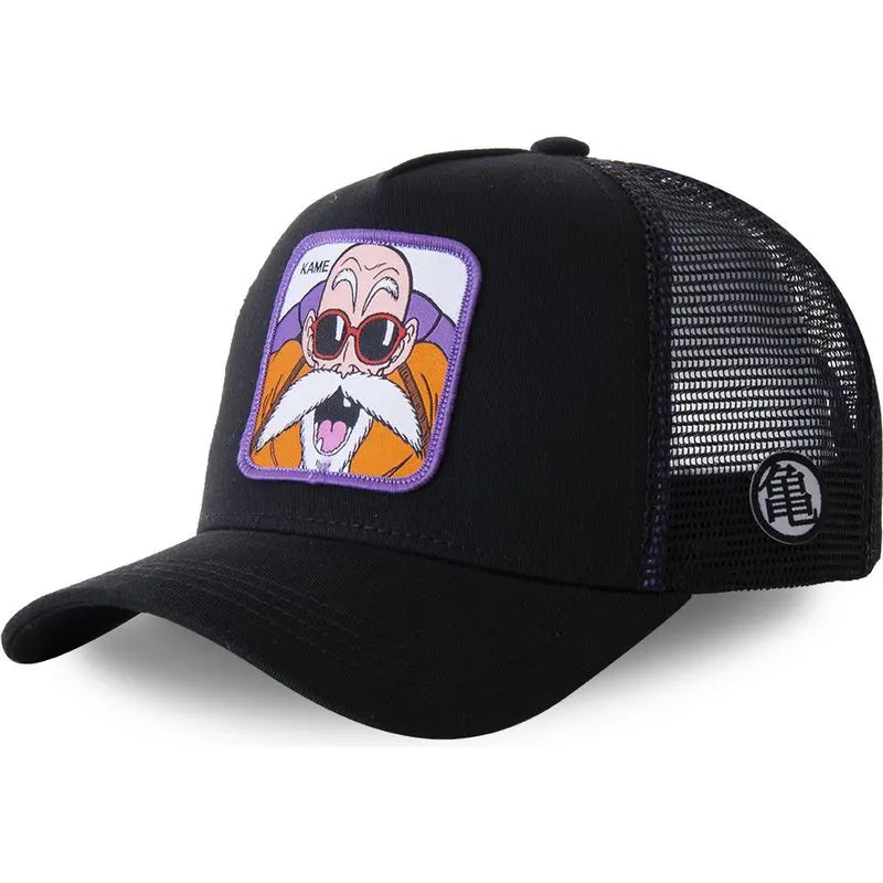 Dragon Ball Son Goku-Kappe, Sommer-Reisekappe mit Schirm, Herren-Kappe mit Stickerei, im Hip-Hop-Stil, Sonnenvisier, verstellbare Trucker-Kappe aus Netzstoff