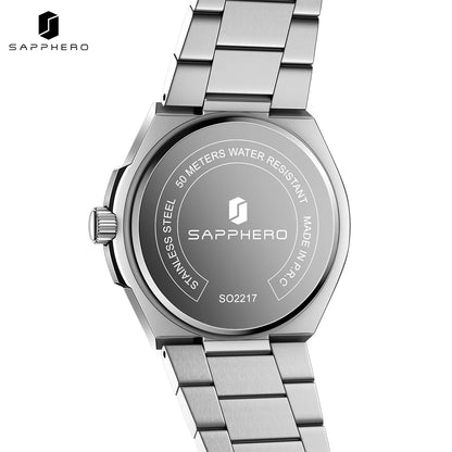 SAPPHERO Luxury Men's Watches Date Display Stainless Steel Watch Strap Men's Gifts Travel Essentials Waterproof Wristwatch