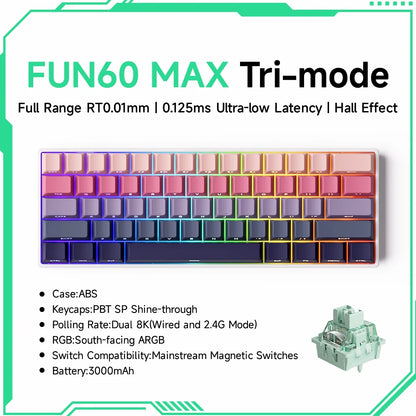 Akko MonsGeek FUN60 PRO&MAX HE Machanical Keyboard Magnetic Switch 60%  Gaming Keyboard Rapid Trigger 8K Custom Keyboard
