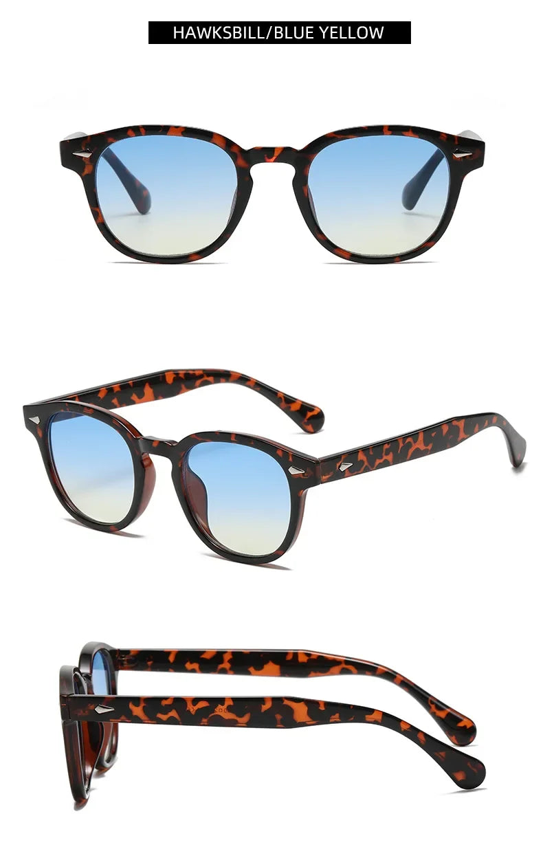 JNPCXI Quality New Retro Round Sunglasses Women Fashion Rivets Decoration Shades UV400 Men Punk Leopard Sun Glasses